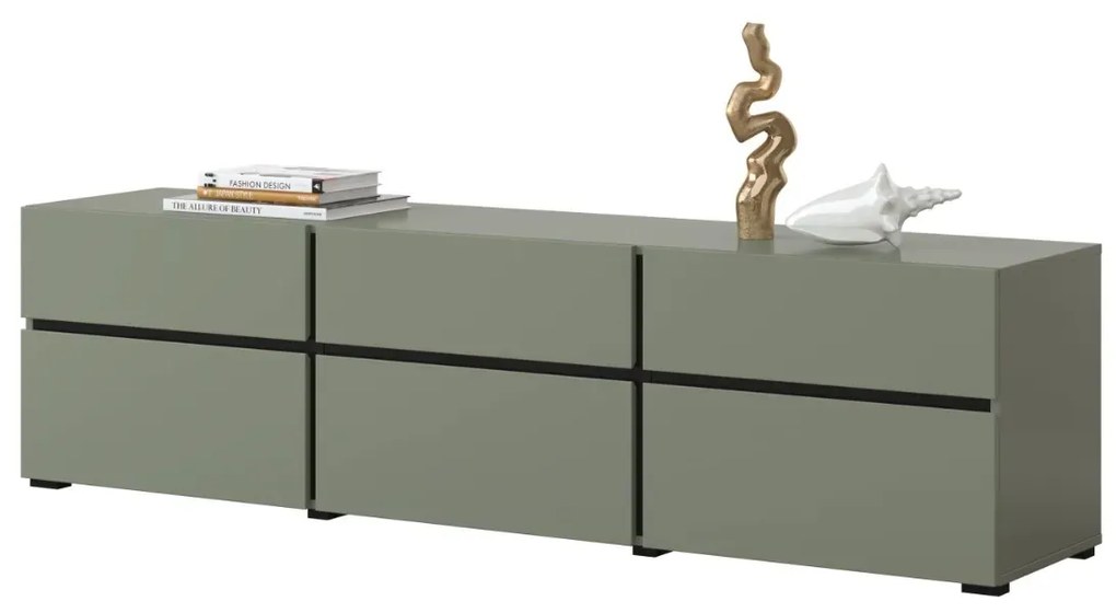 Szafka RTV CROSS 3K3S 180cm zielona/czarna HELVETIA
