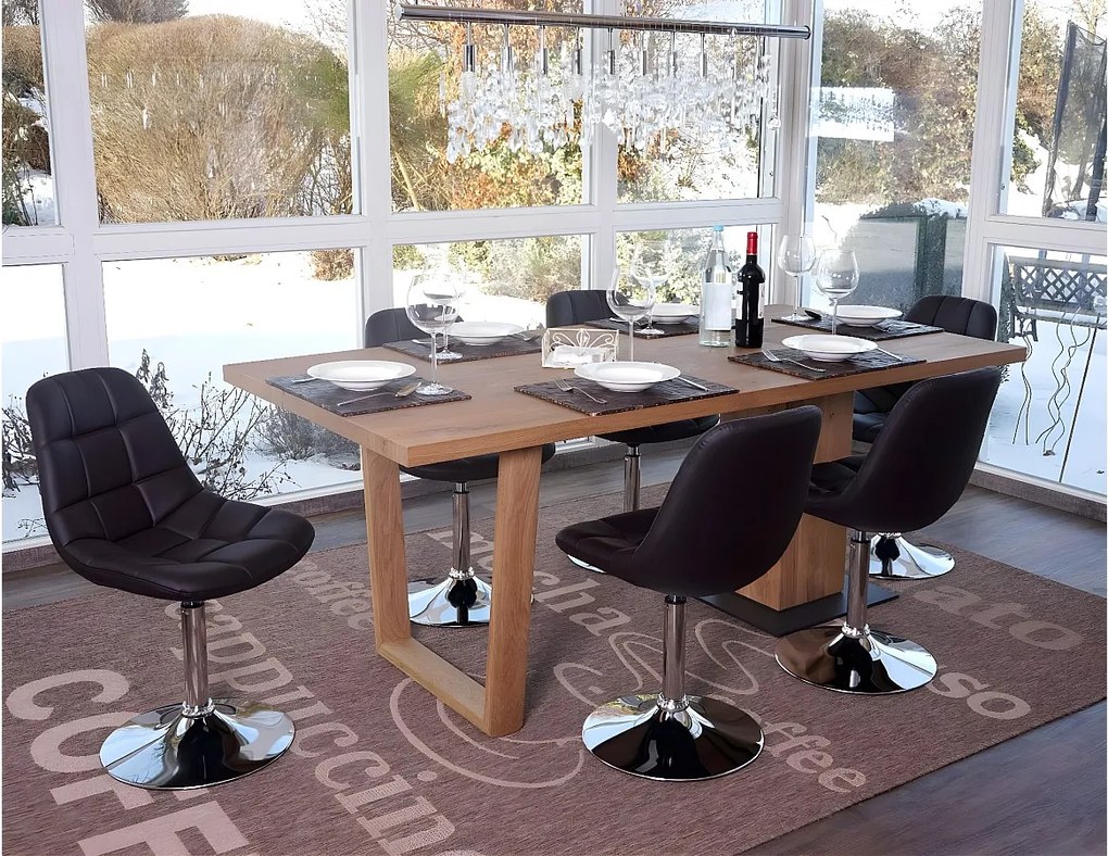 Krzesło do jadalni MCW-A60 (zestaw 6 sztuk),  imitacja skóry, brązowy