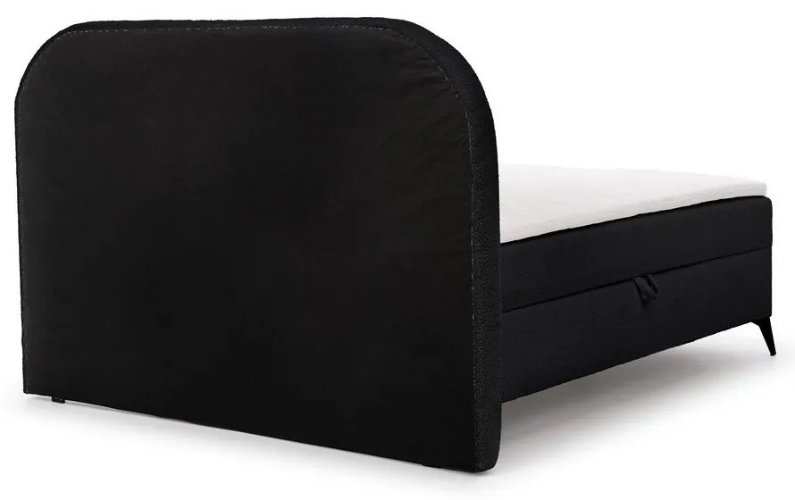 Czarne łóżko kontynentalne ze schowkiem 200x200 cm Ornes – Ropez