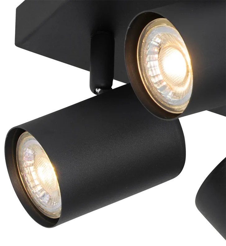 Nowoczesna regulowana lampa sufitowa czarna 4-punktowa kwadratowa - Jeana Nowoczesny Oswietlenie wewnetrzne