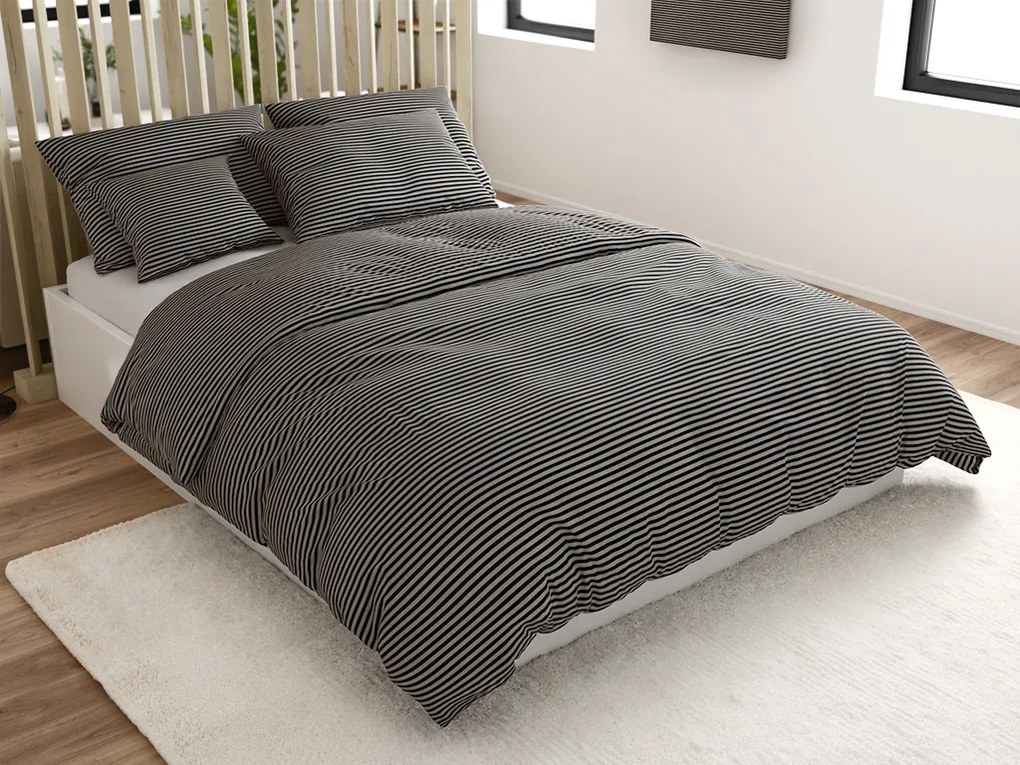 PrzytulneMieszkanie.pl PrzytulneMieszkanie.pl Pościel bawełniana STRAVON czarno-szara Rozmiar pościeli: 70 x 90 cm | 140 x 200 cm