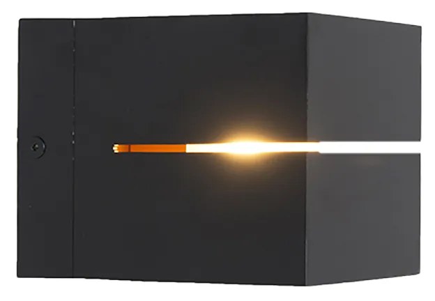 Nowoczesna lampa ścienna czarna i złota 9,7 cm - Transfer Groove Nowoczesny Oswietlenie wewnetrzne
