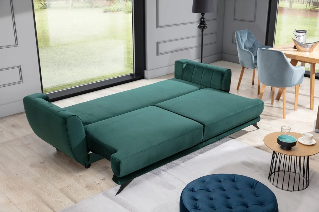 Sofa rozkładana z funkcją spania MEGIS VELVET granatowa ELTAP
