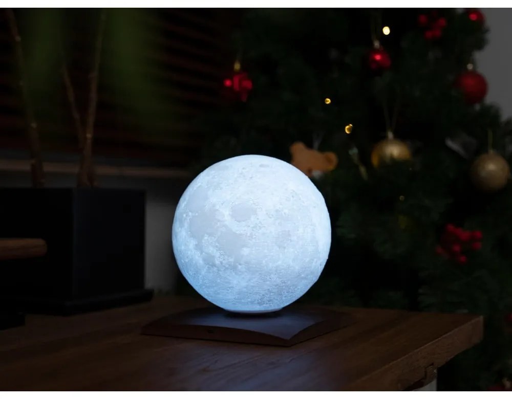 Ciemnobrązowa lampa stołowa LED z litego drewna orzechowego (wysokość 19,5 cm) Smart LunaSpin – Gingko