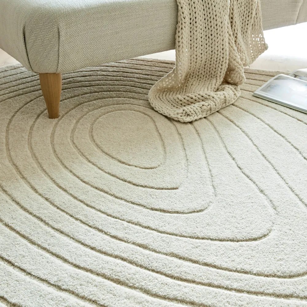 Kremowy wełniany dywan 160x230 cm Puddle Wool – Flair Rugs