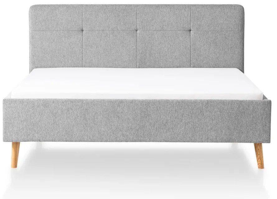 Jasnoszare tapicerowane łóżko dwuosobowe 180x200 cm Smart – Meise Möbel