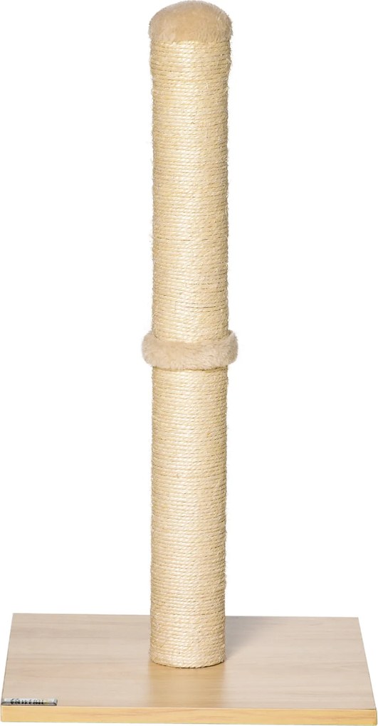 PawHut Drapak Sizalowy dla Kotów z Piłeczką 60cm Beżowy Dębowy Wytrzymały | Aosom PL