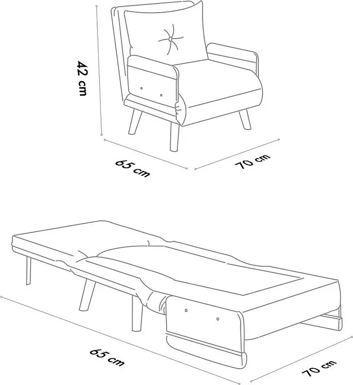 Nowoczesny fotel-łóżko 1-osobowy – 77 x 70 x 82 cm – turkusowo-zielony – metalowa rama