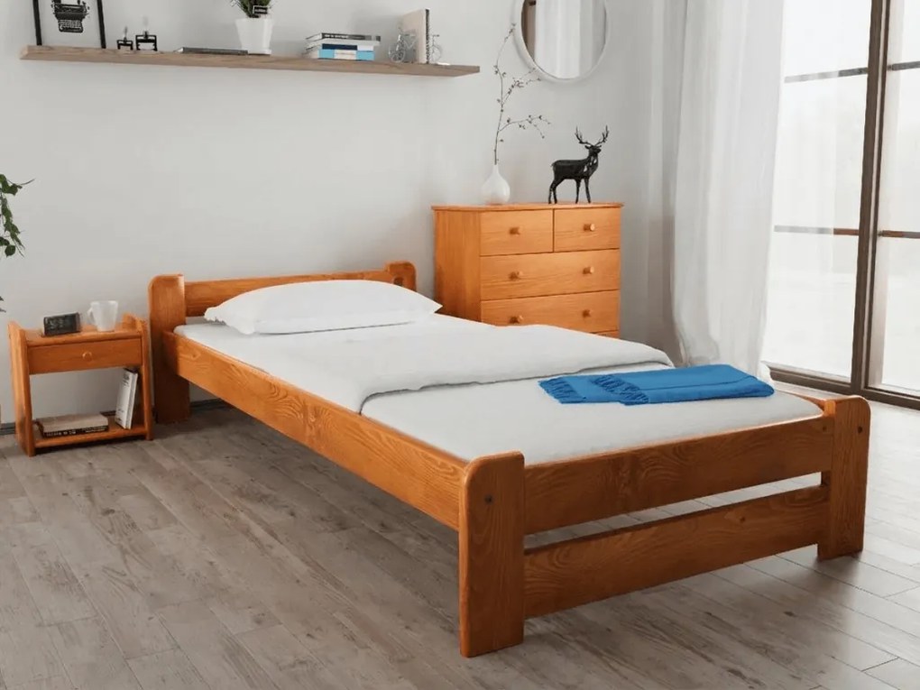 Łóżko Emily 80 x 200 cm, olcha Stelaż: Ze stelażem listwowym rolowanym, Materac: Materac Deluxe 10 cm