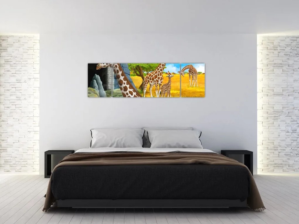 Obraz - Rodzina żyraf (170x50 cm)