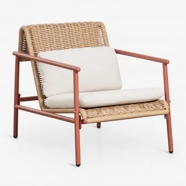 Fotel Ogrodowy Z Podłokietnikami Z Aluminium I Syntetycznego Rattanu Duroli Terracota - Sklum