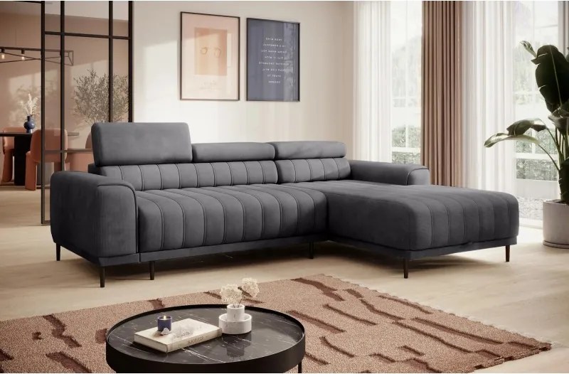 Narożnik CALDO S/MINI Prawostronny z funkcją spania wolnostojąca w tkaninie RUN AGAIN 90 WERSAL