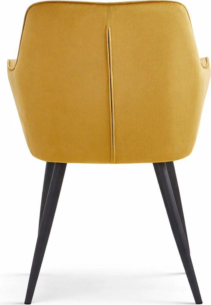 Krzesło jadalniane VARSI VELVET z czarnymi nogami, musztardowe