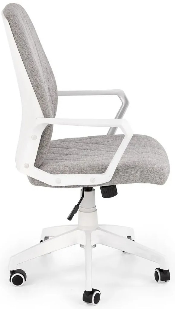 Minimalistyczny fotel biurowy materiałowy Rexor - popielaty + biały