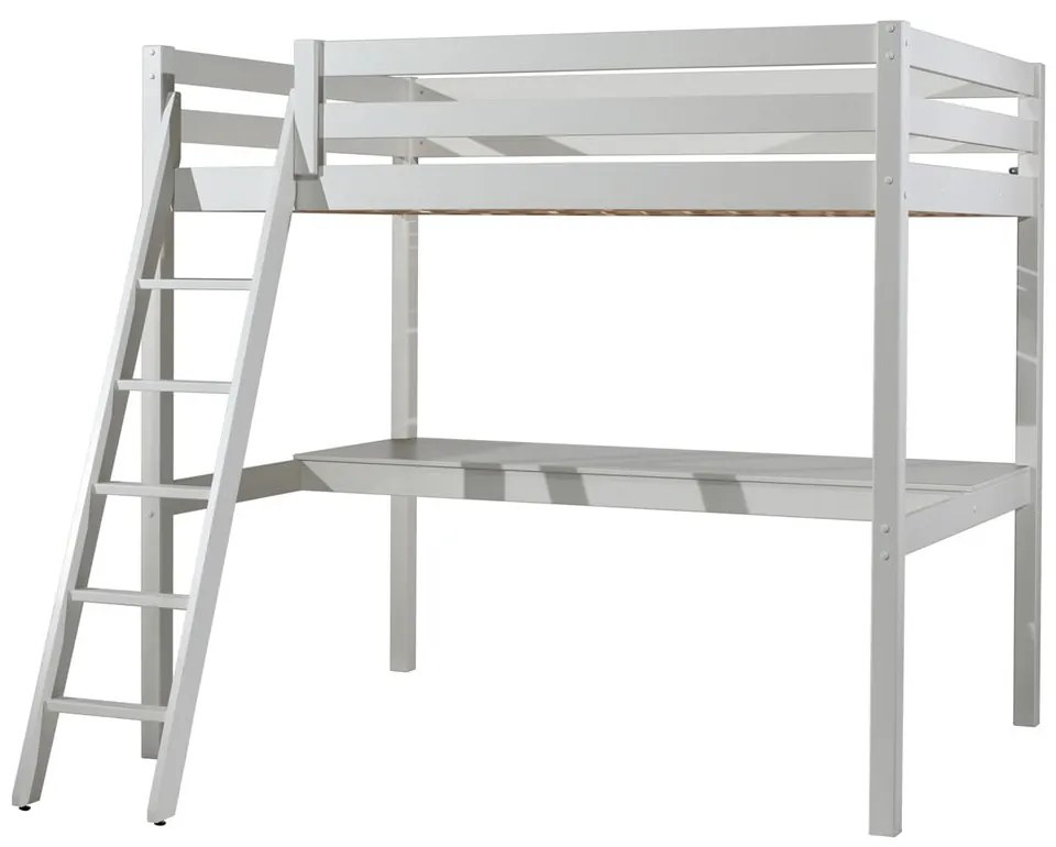 Białe podwyższone łóżko dziecięce z litego drewna sosnowego 140x200 cm PINO – Vipack