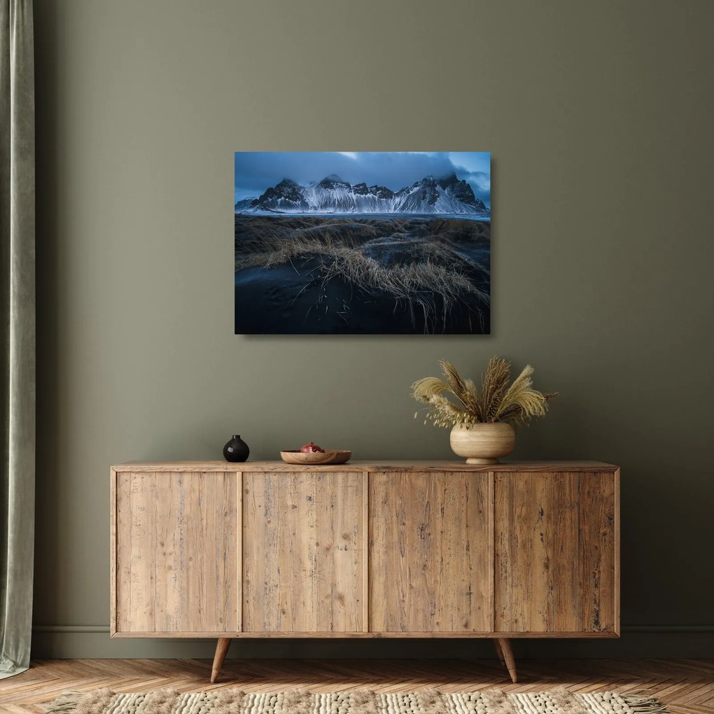 Obraz na szkle z widokiem na islandzkie szczyty (70x50 cm)