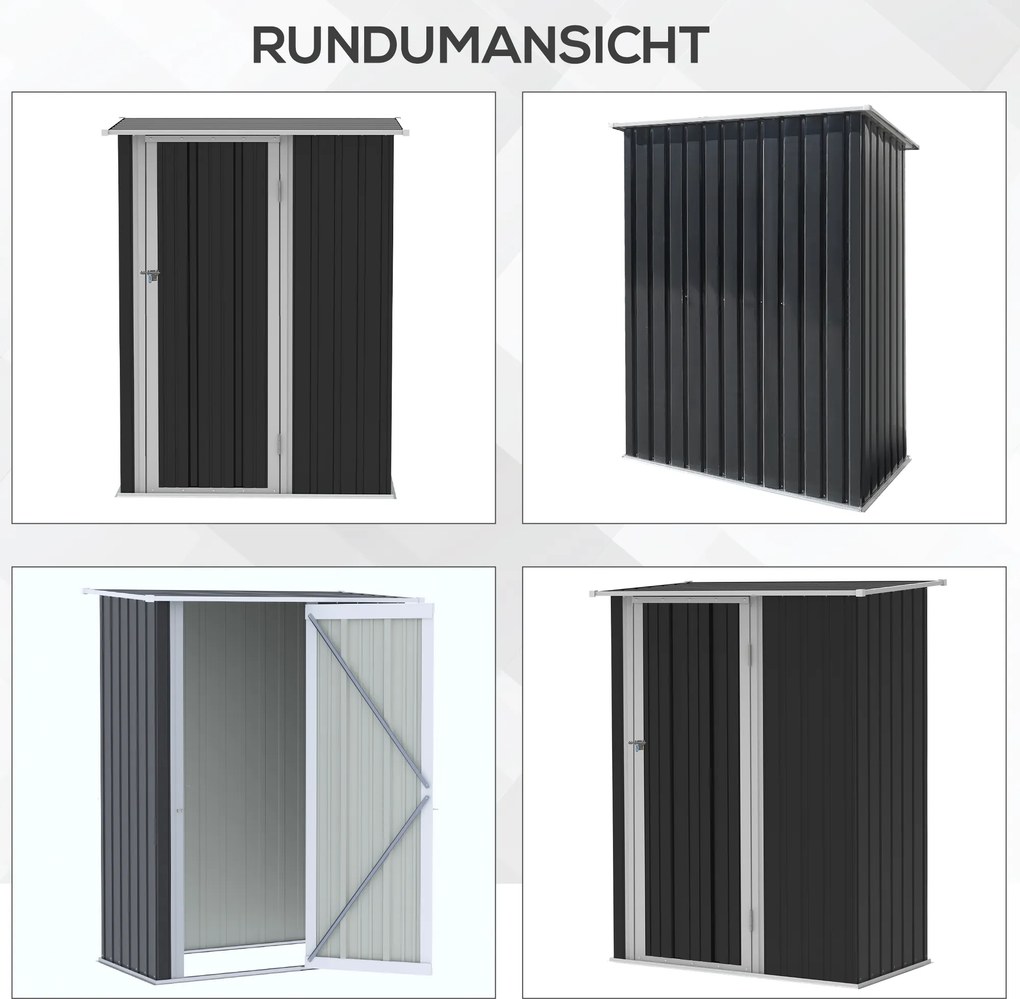 Outsunny Domek Narzędziowy Szopa Ogrodowa z Drzwiami Stal Szary 142x84x189cm | Aosom PL