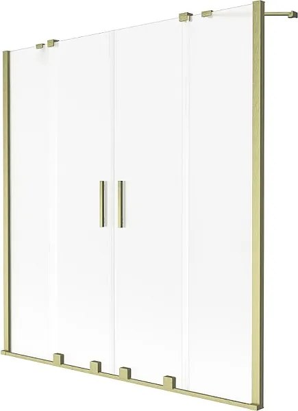 Mexen Velar Duo parawan nawannowy 2-skrzydłowy rozsuwany 150 x 150 cm, szron, złoty szczotkowany - 896-150-000-32-55