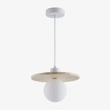 Lampa Sufitowa Wisząca Ø25 Cm Z Trawertynu Z Kulą Szklaną Davise Trawertyn - Sklum