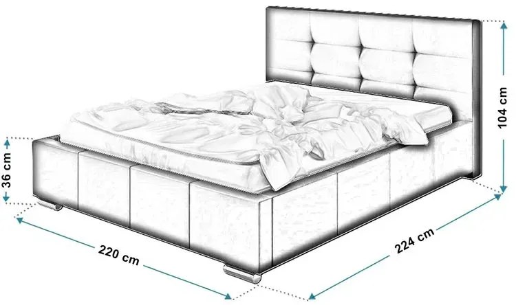 Tapicerowane łóżko dwuosobowe 200x200 Keren 3X - 36 kolorów