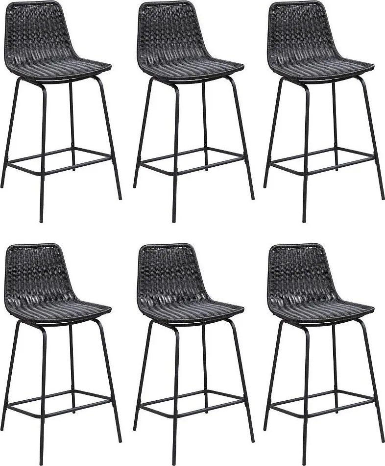 Zestaw 65 cm metalowych krzeseł wyspowych i barowych BALI z siedziskiem rattanowym