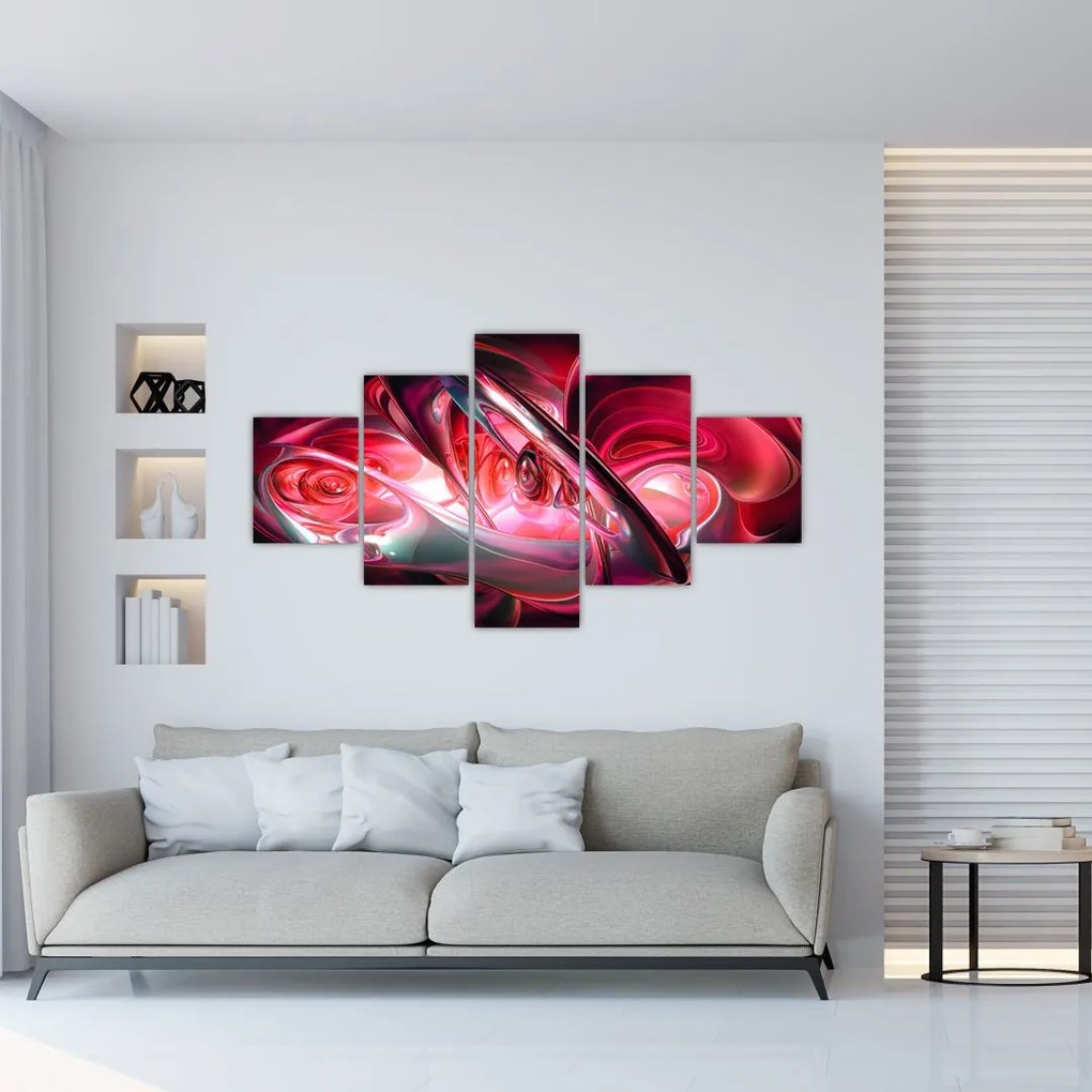 Obraz czerwonych fraktali (125x70 cm)