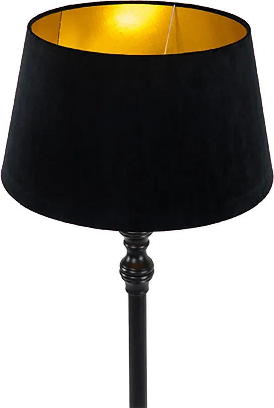 Inteligentna lampa podłogowa czarna z kloszem czarnym ze złotem 45 cm w tym Wi-Fi A60 - Classico