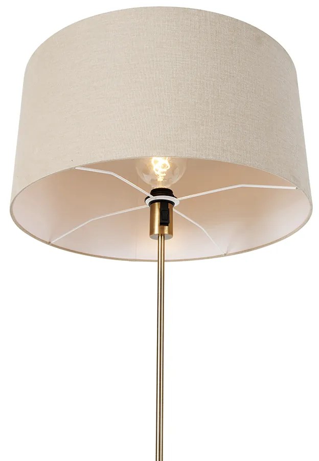 Lampa podłogowa regulowana brązowa z abażurem w kolorze jasnobrązowym 50 cm - ParteDesignerski Oswietlenie wewnetrzne