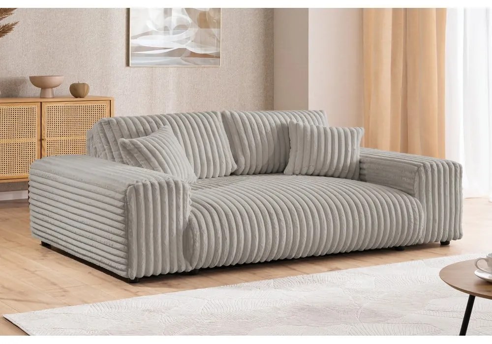 Jasnoszara sztruksowa sofa 213 cm Justin – Ropez