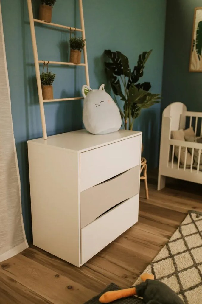 Komoda dla dzieci PATI 80cm biała/szara z przewijakiem LITTLE SKY