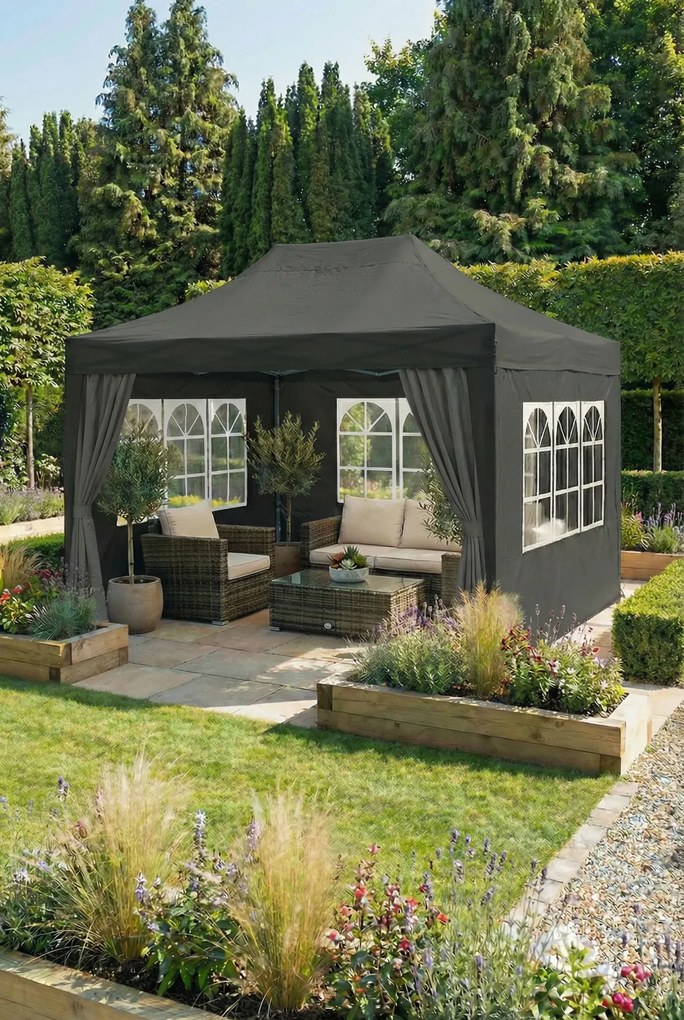 Namiot Ogrodowy Czarny Z Biały Połysk P8-W98