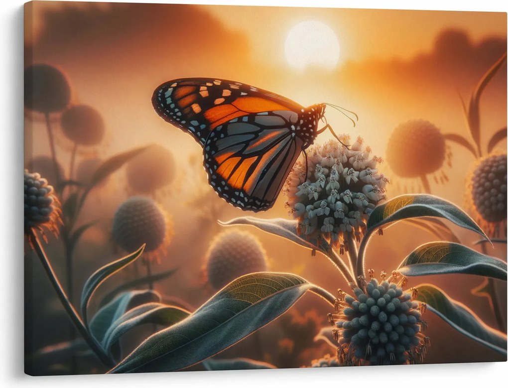 Obraz – Motyl w zachodzącym słońcu (70x50 cm)