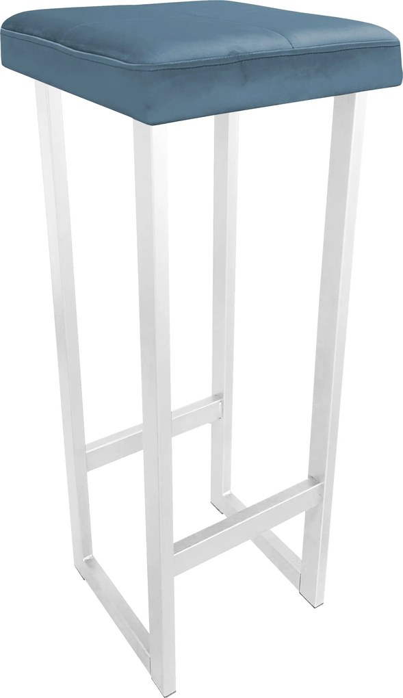 Hoker ALEX krzesło barowe tkanina Welur podstawa metalowa : Kolor Stelaża - Biały, Kolor tkaniny - VELVET - MG33, Wysokość - 90 cm