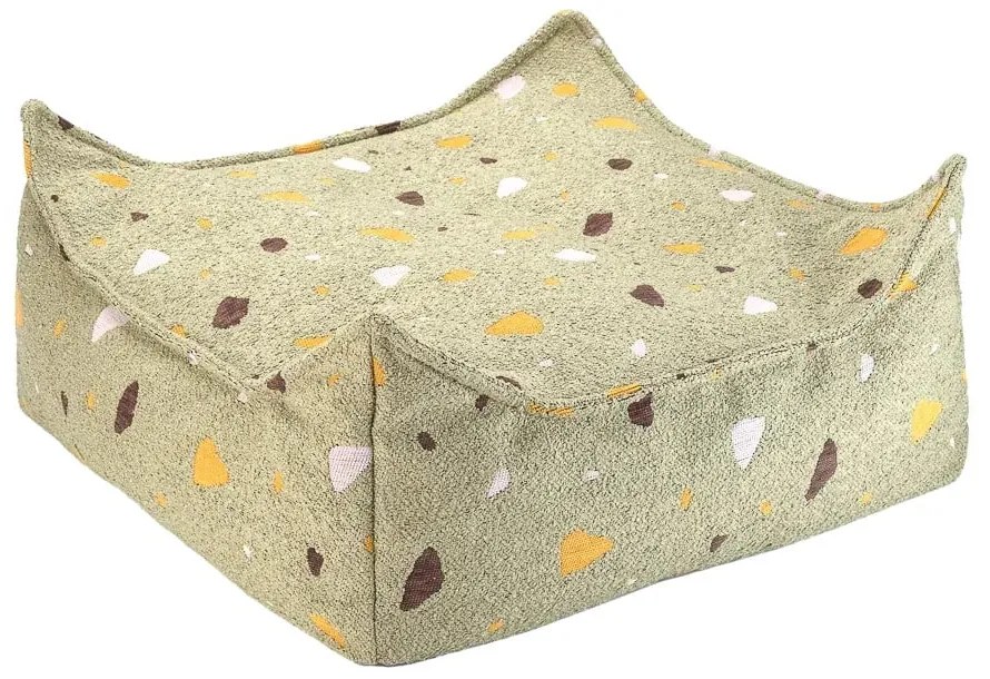 Zielony dziecięcy worek do siedzenia z materiału bouclé/z tkaniny szenilowej Terrazzo Square – Wigiwama