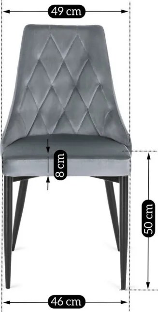 Krzesło Tapicerowane do Salonu CORK Szare Welurowe Nowoczesne Loft