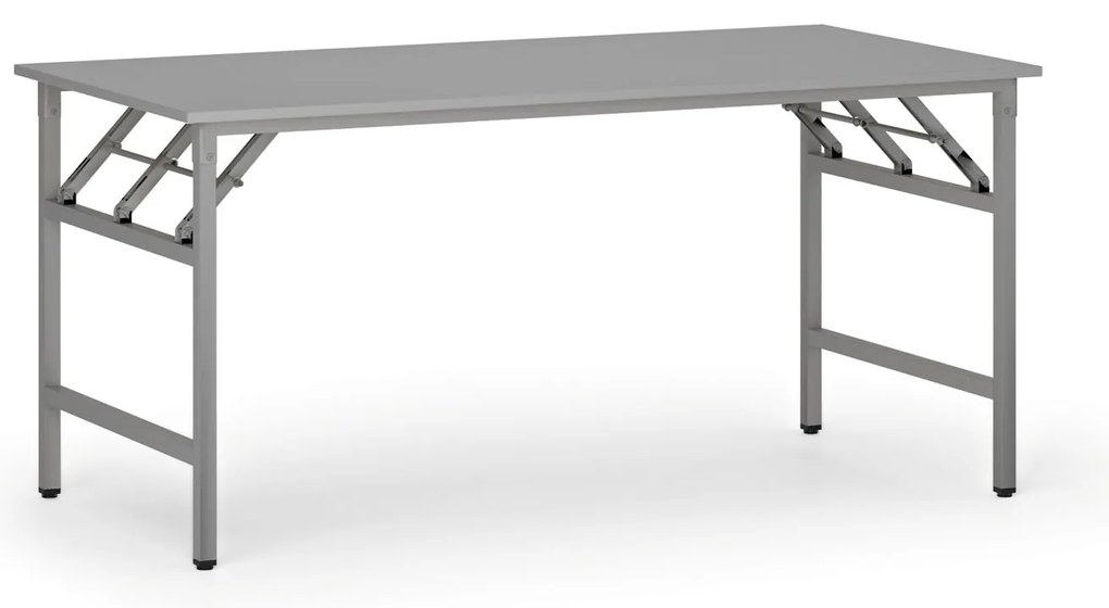 Stół konferencyjny FAST READY, 160x80 cm, szaro-srebrna podstawa, szary
