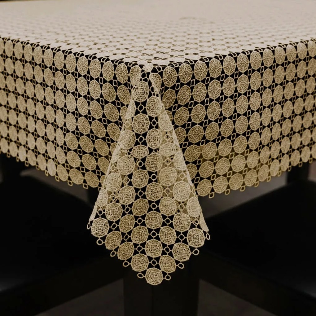 Obrus na metry gipiurowy złoty Koła elegancki - szer. 150 cm