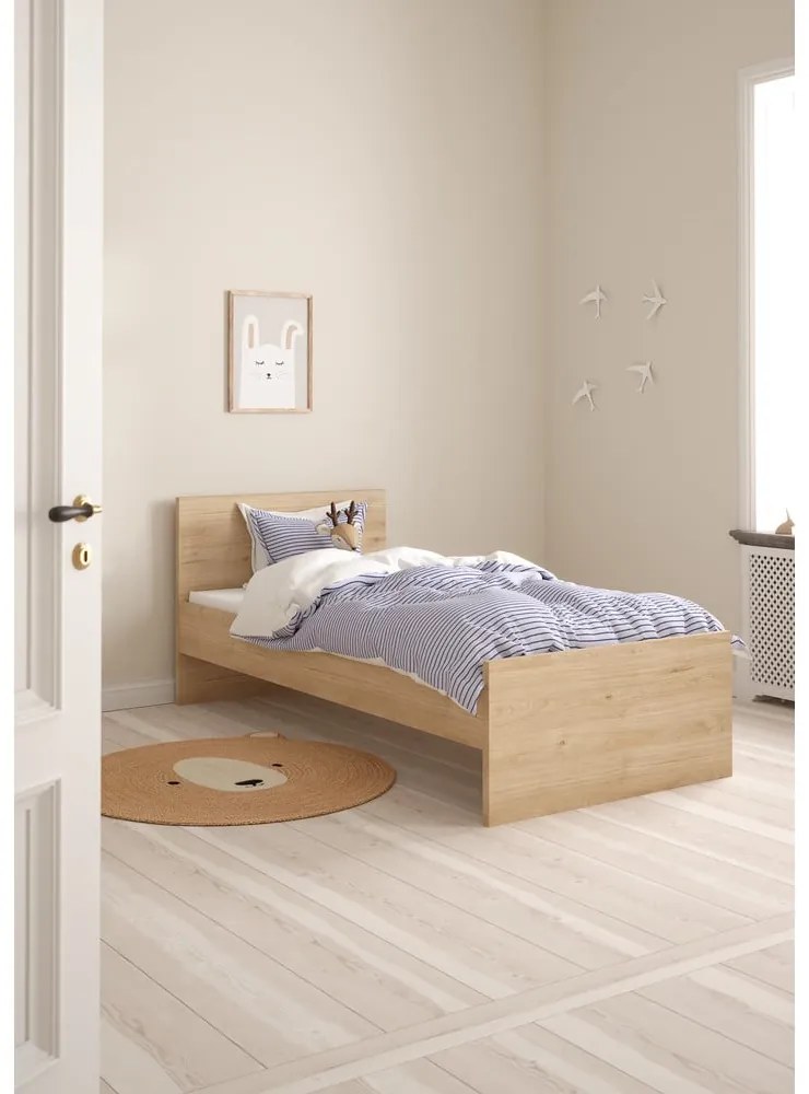 Łóżko jednoosobowe w dekorze dębu 90x190 cm Naia – Tvilum