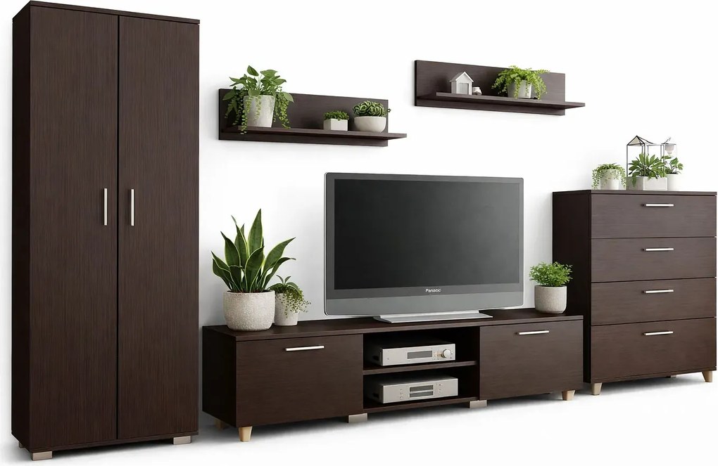 Meblościanka zestaw mebli do salonu z szafą wenge A4-R80