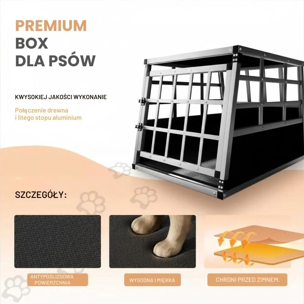 Transporter dla psa BRUNO, 66x90x72cm, srebrna/czarna Jurhan