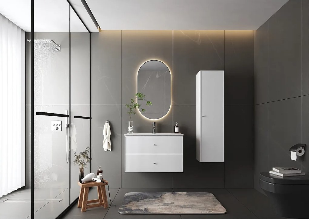 Biała Szafka pod Umywalkę 80cm 2 Szuflady Marco