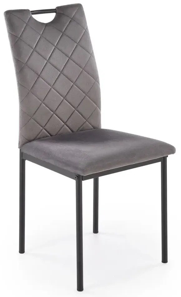 Krzesło tapicerowane K577 VELVET szare/czarne HALMAR
