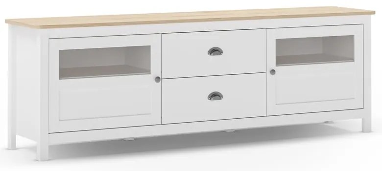 Biała szafka pod TV z litego drewna sosnowego 180x59 cm Misti – Marckeric