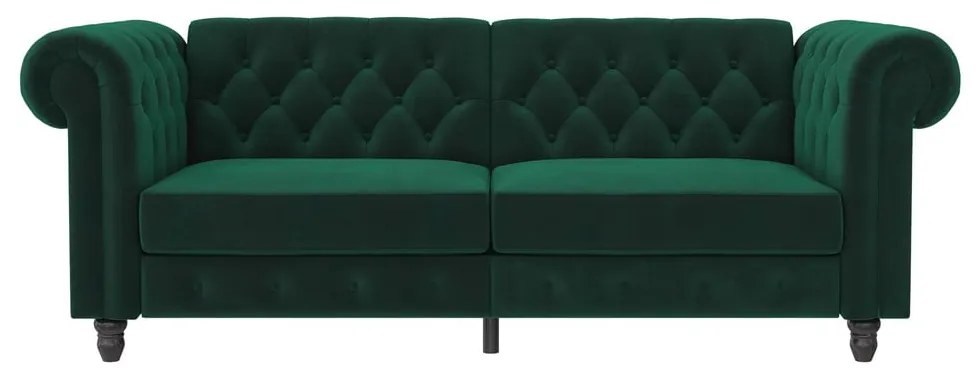 Ciemnozielona aksamitna rozkładana sofa 236 cm Felix – Støraa