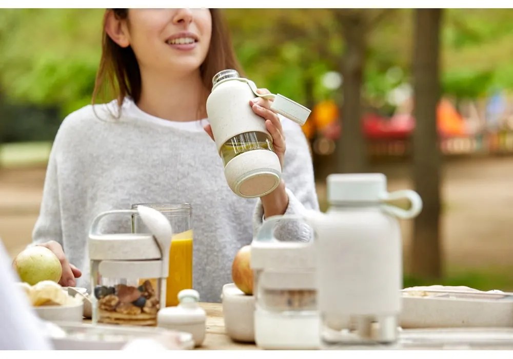 Kremowa podróżna szklana butelka 500 ml To Go Organic – Lékué