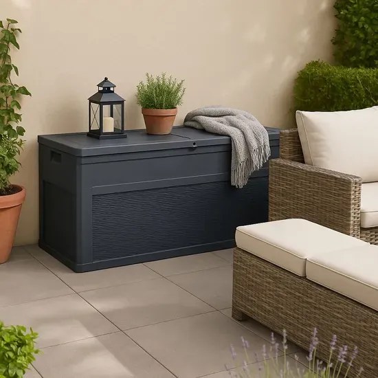 Antracytowa skrzynia ogrodowa 320L F0-C11