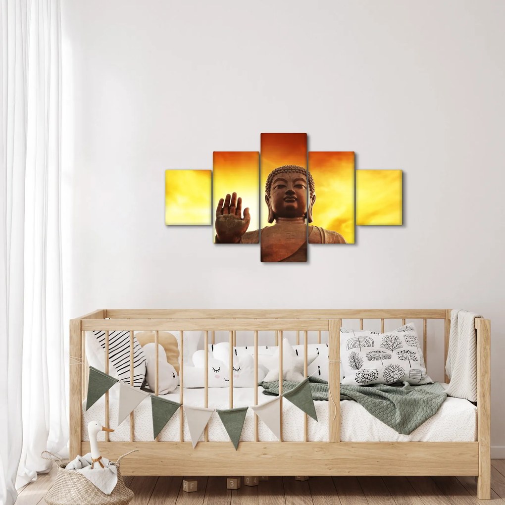 Obraz - Budda z czerwonym i żółtym tłem (125x70 cm)