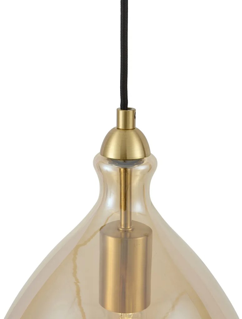Nowoczesna lampa wisząca złota z bursztynowym szkłem 3-punktowa - Traditional Nowoczesny Oswietlenie wewnetrzne