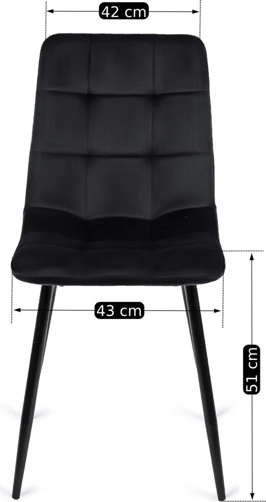 Zestaw Stół Kwadratowy Rozkładany MAX 80-160 cm Dąb Craft/Czarny i 6 Krzeseł PERU Czarnych Welurowych