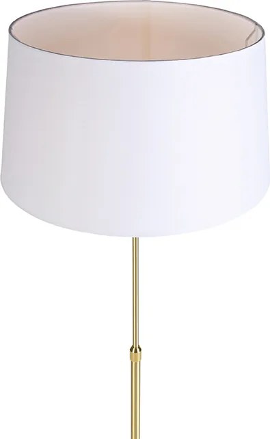 Inteligentna lampa podłogowa złota z abażurem lnianym białym 45 cm z WiFi A60 - Parte